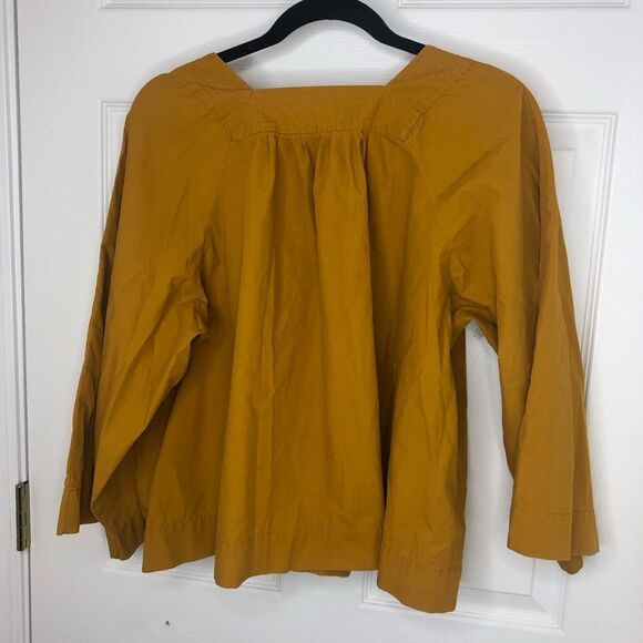 Madewell yellow long wide sleeve smock style tunic top, size medium. - Picture 11 of 13